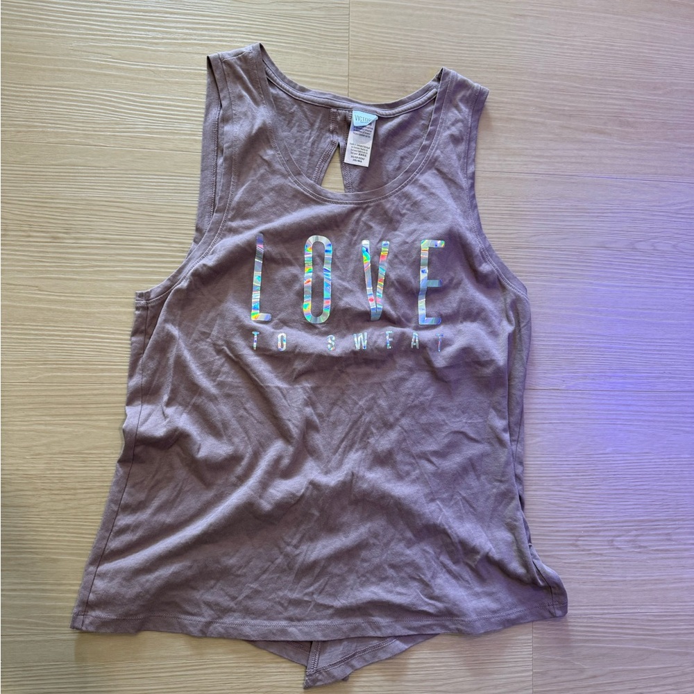 Love to Sweat Women's Casual Brown Muscle Tee